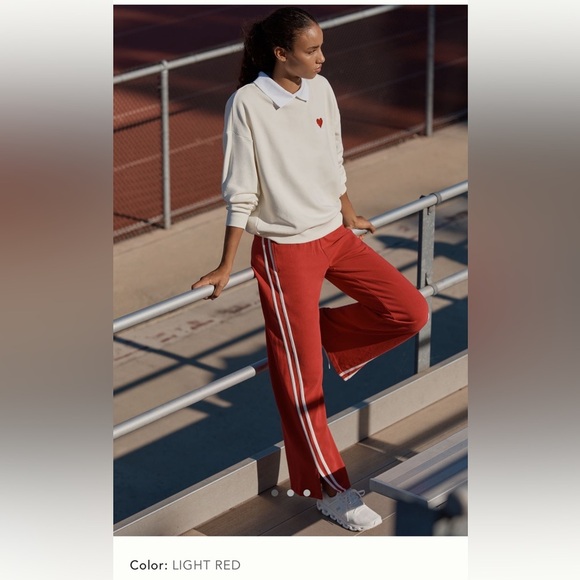 NWT new large Anthropologie The Upside Juliet pants red white stripe sweatpants - Picture 1 of 17